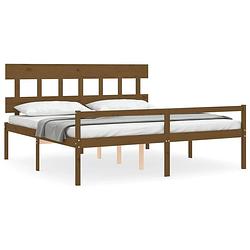 Foto van The living store grenenhouten bedframe - massief - 205.5 x 185.5 x 81 cm - honingbruin - 180 x 200 cm matras