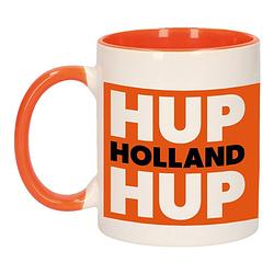 Foto van Hup holland hup mok/ beker oranje wit 300 ml - feest mokken