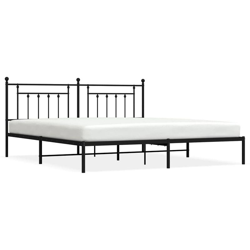 Foto van Vidaxl bedframe met hoofdbord metaal zwart 193x203 cm