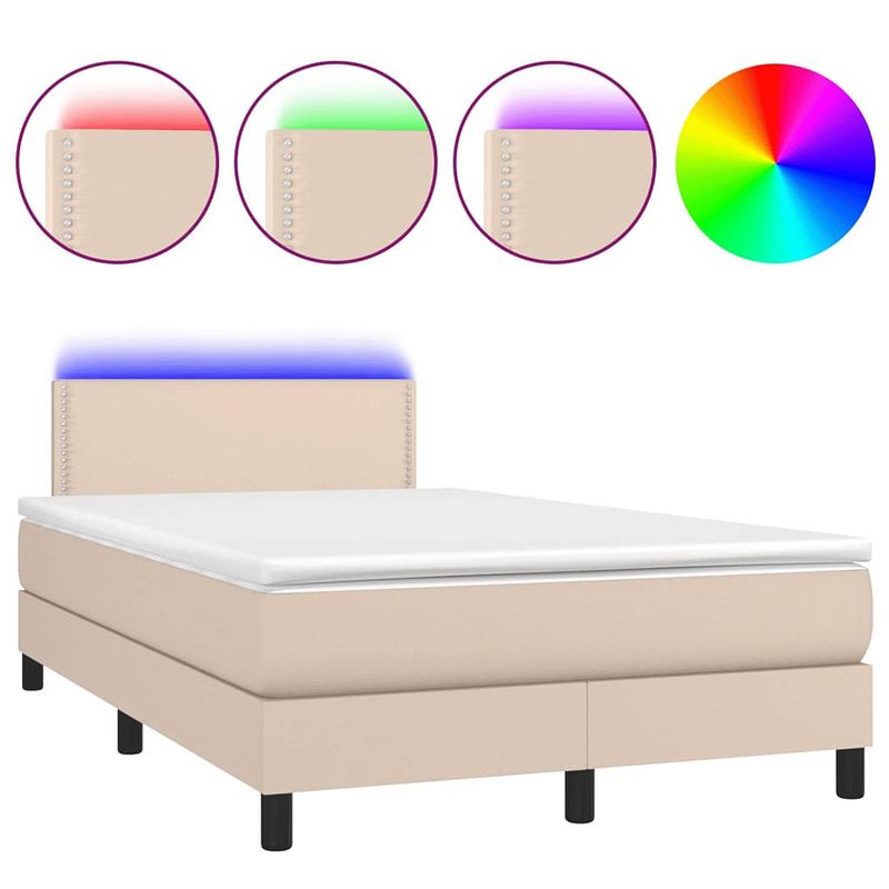 Foto van The living store boxspring bed - led-verlichting - kunstleer - verstelbaar hoofdbord - pocketvering matras -