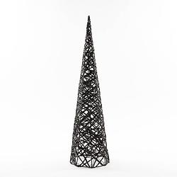 Foto van Anna collection led piramide kerstboom - h60 cm - zwart - kunststof - kerstverlichting figuur