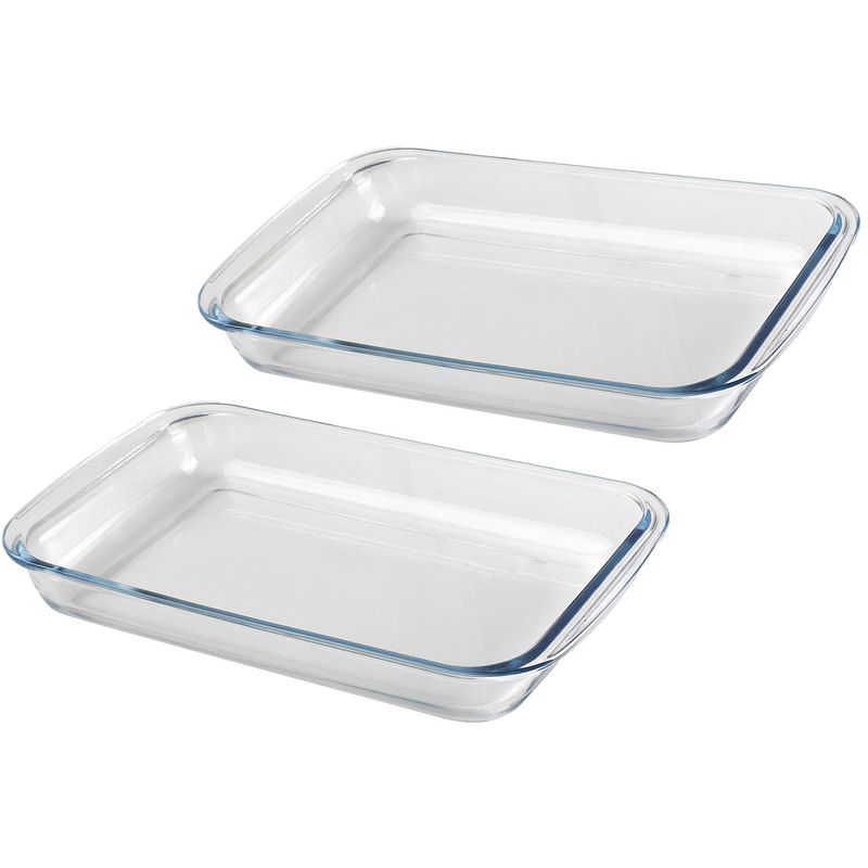 Foto van Chef traiteur ovenschaal van borosilicaat glas - 2x - rechthoek - 1.6 liter - 30 x 18 x 5 cm - ovenschalen