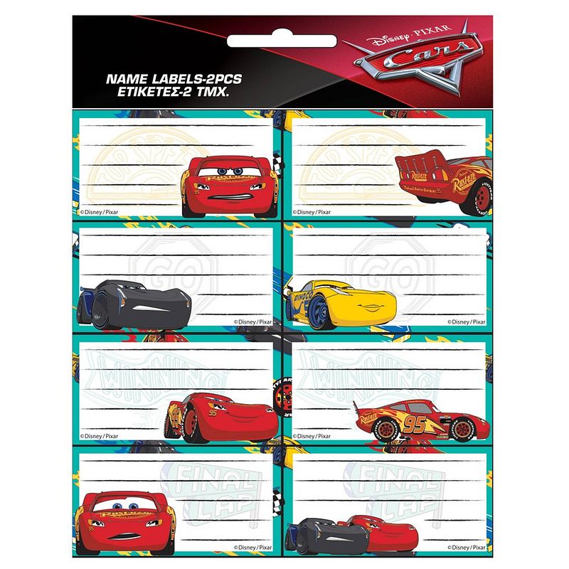 Foto van Disney etiketten cars junior papier wit 16 stuks