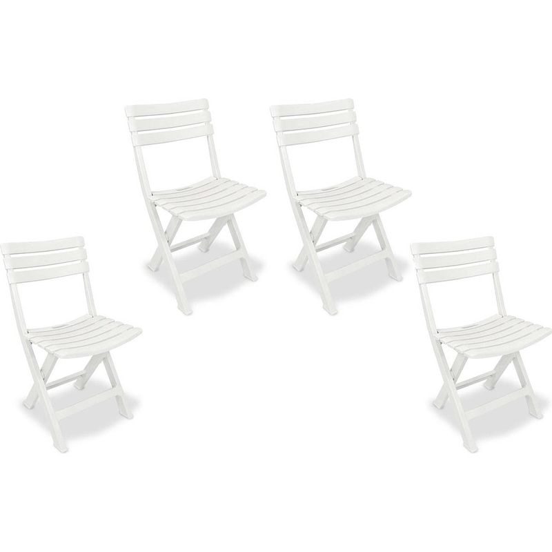 Foto van 4x robuuste kunststof klapstoel tuinstoel bistrostoel balkonstoel campingstoel opvouwbaar 46 cm x 41 cm x 78 cm