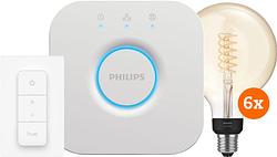 Foto van Philips hue filament white globe xl 6-pack startpakket