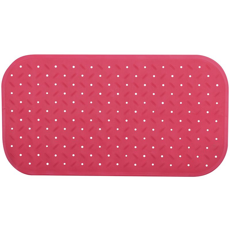 Foto van Msv douche/bad anti-slip mat badkamer - rubber - fuchsia roze - 36 x 76 cm - badmatjes