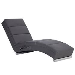 Foto van The living store chaise longue - massage - verwarming - grijs - 155 x 51 x 71 cm