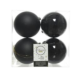 Foto van Kerstballen plastic glans-mat dia 10 cm zwart