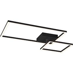 Foto van Led plafondlamp - plafondverlichting - trion pado - 25w - warm wit 3000k - dimbaar - rechthoek - mat zwart - aluminium