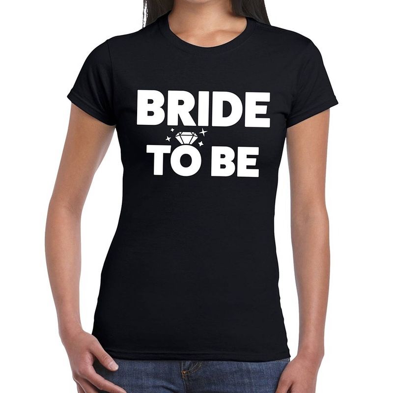 Foto van Bride to be tekst t-shirt zwart dames - dames shirt bride to be - vrijgezellenfeest kleding xs