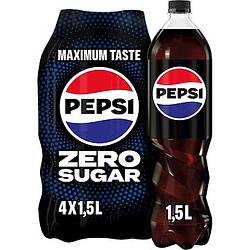 Foto van Pepsi zero fles multipack 4x1,5l aanbieding bij jumbo | 1 voor 6.00