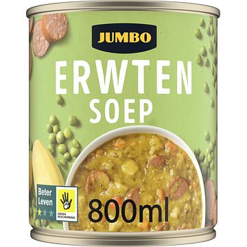 Foto van Jumbo stevige erwtensoep met rookworst en aardappel 800ml