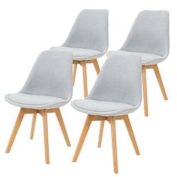 Foto van Eetkamerstoelen set van 4 grijs linnen bekleed met houten poten ml-design