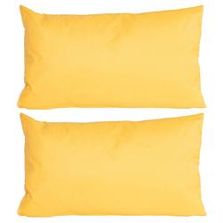 Foto van 2x stuks bank/sier kussens voor binnen en buiten in de kleur geel 30 x 50 cm tuinkussens voor buiten - sierkussens