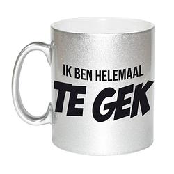 Foto van Ik ben helemaal te gek mok / beker zilver cadeau collega 330 ml - feest mokken