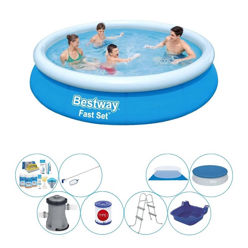 Foto van Bestway fast set rond 366x76 cm - zwembad inclusief accessoires