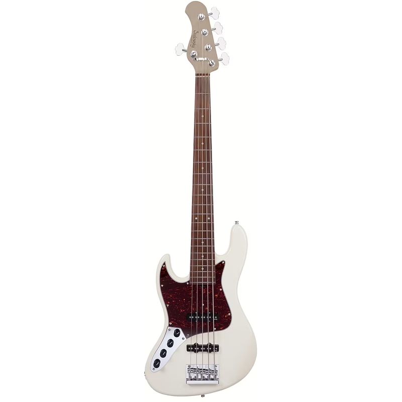 Foto van Sadowsky metroexpress vintage j/j bass morado solid olympic white linkshandige 5-snarige basgitaar