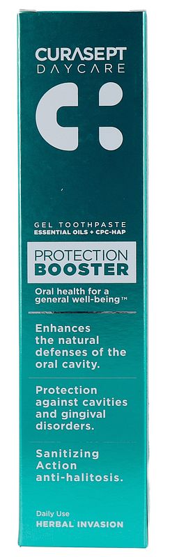 Foto van Curasept daycare protection booster gel toothpaste - herbal invasion