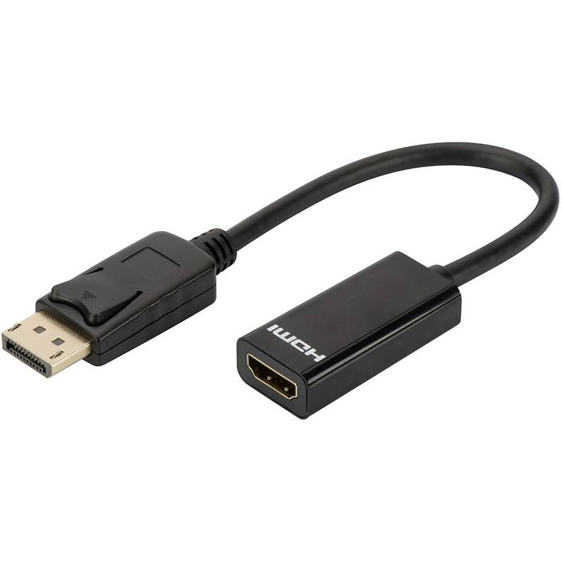 Foto van Digitus ak-340400-001-s displayport / hdmi adapter [1x displayport stekker - 1x hdmi-bus] zwart 15.00 cm