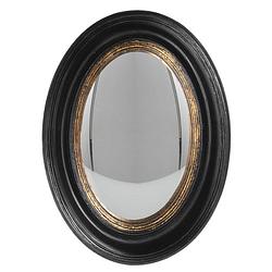 Foto van Clayre & eef wandspiegel 24*32 cm zwart hout ovaal grote spiegel muur spiegel wand spiegel zwart grote spiegel muur