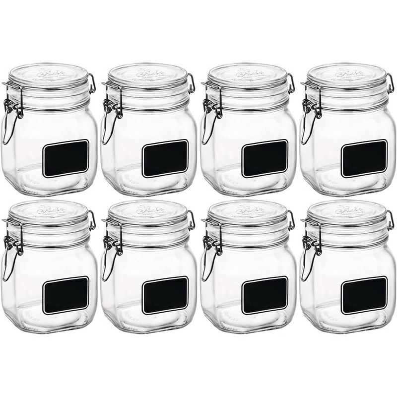 Foto van 8x luchtdichte potten transparant glas met krijtbordje 750 ml - weckpotten