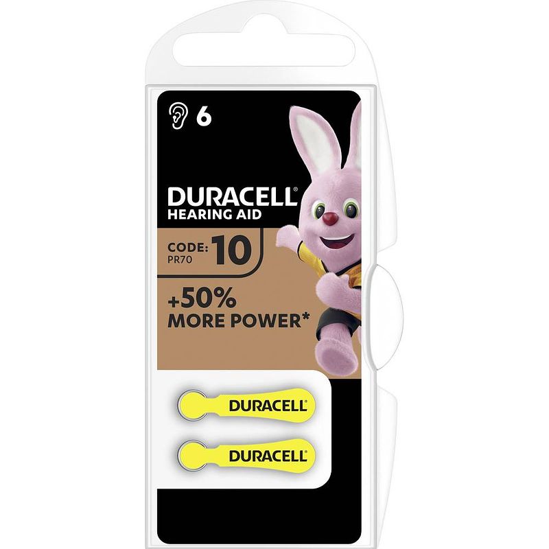 Foto van Za10 batterij voor hoortoestel zink-lucht 1.45 v 90 mah duracell 10ac 6 stuk(s)