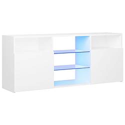 Foto van The living store tv-meubel - led-verlichting - wit - 120 x 30 x 50 cm - bewerkt hout en gehard glas