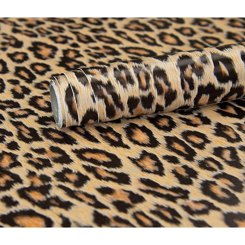 Foto van Decoratie plakfolie luipaard print bruin 45 cm x 2 meter zelfklevend - decoratiefolie - meubelfolie