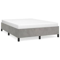 Foto van The living store bedframe - zacht fluweel - lichtgrijs - 203 x 143 x 35 cm - geschikt voor 140 x 200 cm matras