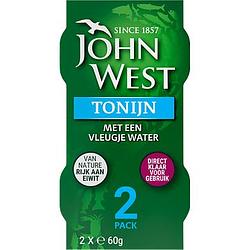 Foto van John west tonijnstukken met een vleugje water 2 x 60 gram bij jumbo