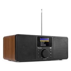 Foto van Dab radio met bluetooth en internetradio - audizio rome - wekkerradio - wifi - aux - 2 speakers - hout
