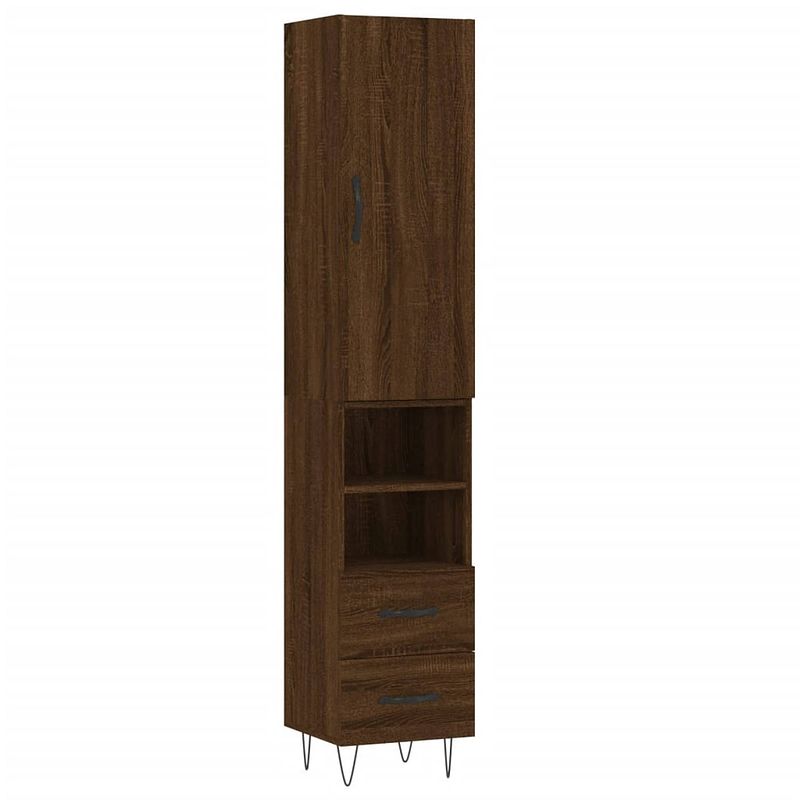 Foto van Vidaxl hoge kast 34,5x34x180 cm bewerkt hout bruin eikenkleur