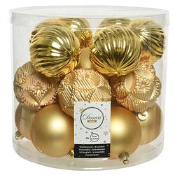 Foto van 40x stuks luxe kunststof kerstballen goud mix 8 cm - kerstbal