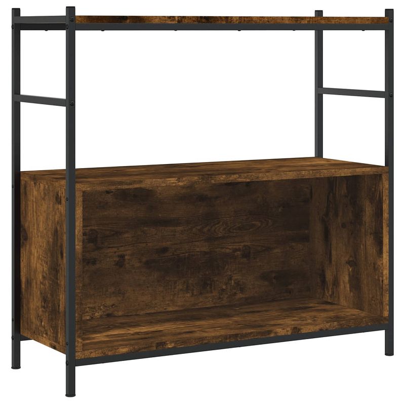 Foto van The living store boekenrek smoked oak - bewerkt hout en ijzer - 80 x 30 x 78.5 cm