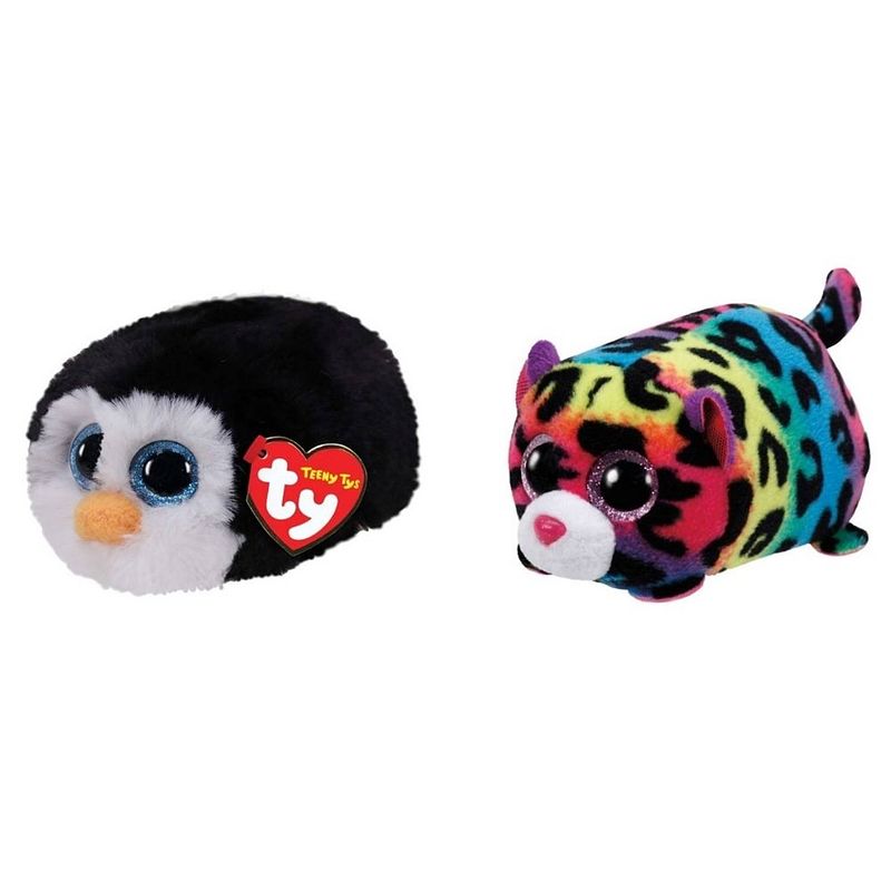 Foto van Ty - knuffel - teeny ty's - waddles penguin & jelly leopard