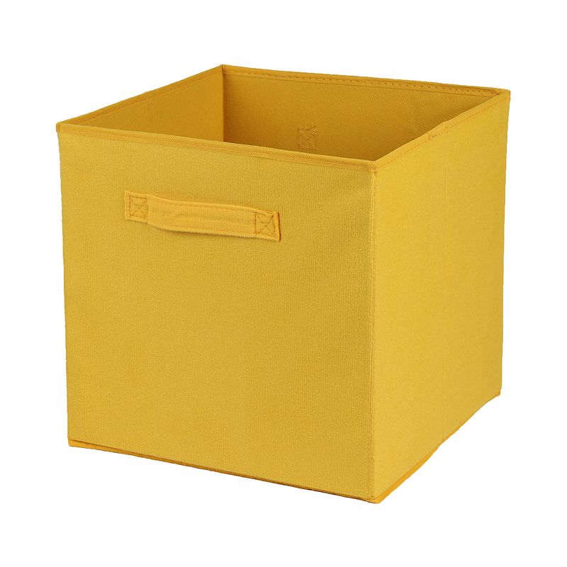 Foto van Urban living opbergmand/kastmand square box - karton/kunststof - 29 liter - geel - 31 x 31 x 31 cm - opbergmanden