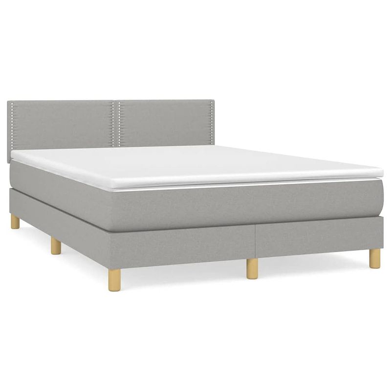 Foto van The living store boxspringbed - comfort - bed - 193x144x78/88cm - lichtgrijs - stof - pocketvering matras -