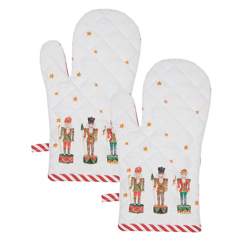 Foto van Haes deco - set van 2 ovenwanten - 18x30 cm - 100% katoen - happy little christmas