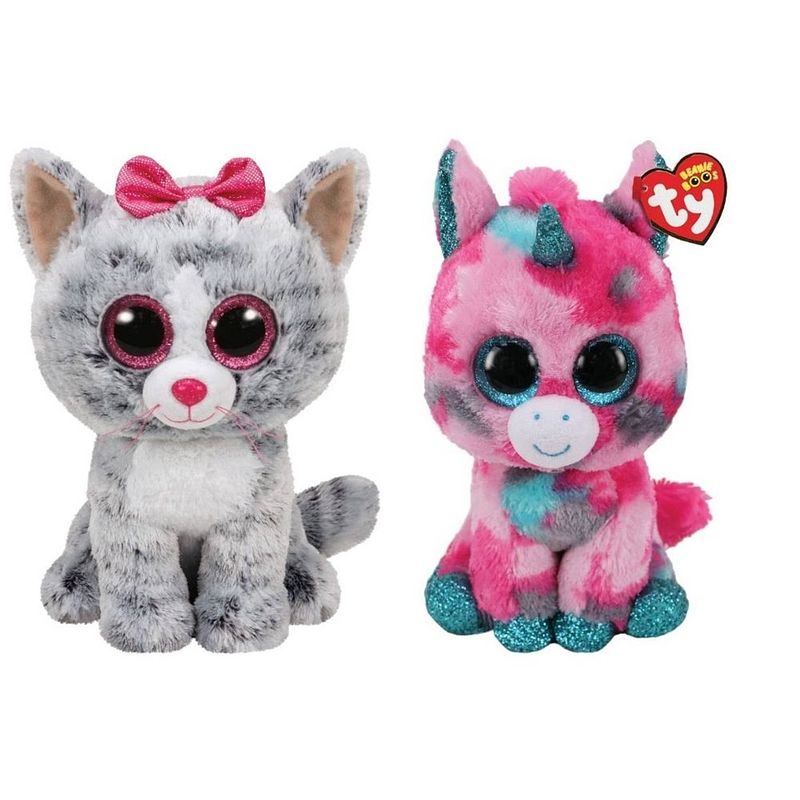 Foto van Ty - knuffel - beanie buddy - kiki cat & gumball unicorn