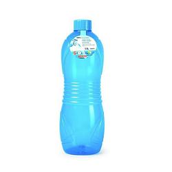 Foto van Plasticforte drinkfles/waterfles/bidon - 1500 ml - transparant/blauw - kunststof - drinkflessen