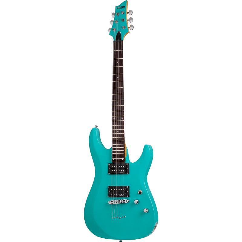 Foto van Schecter c-6 deluxe satin aqua elektrische gitaar