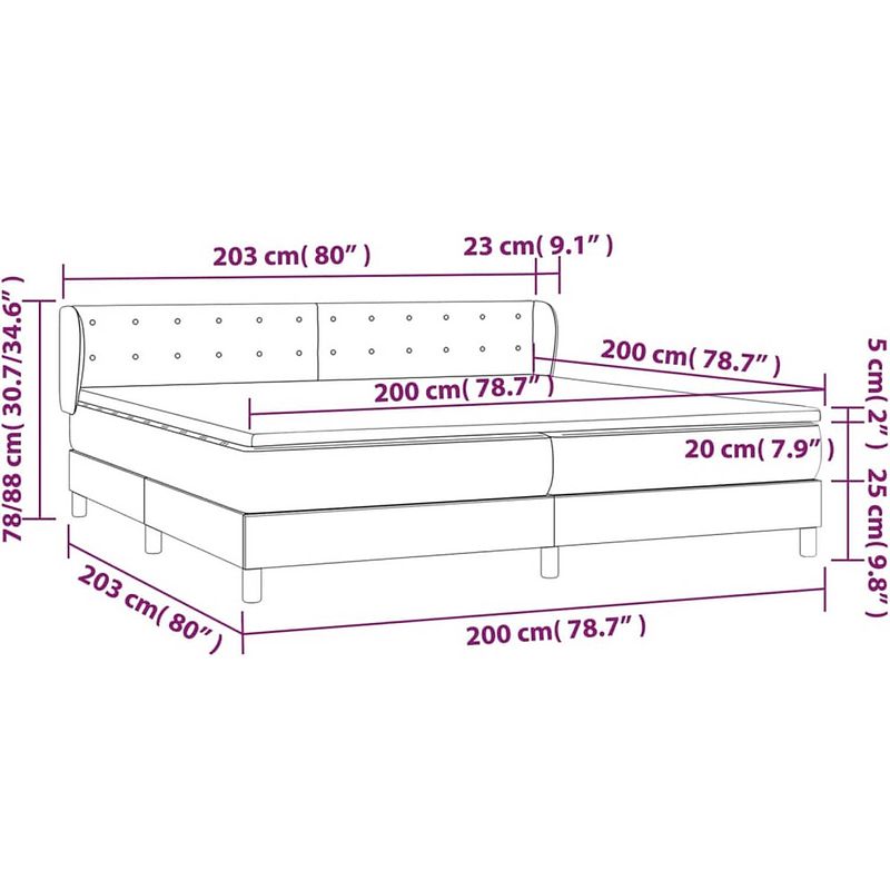 Foto van The living store boxspringbed - comfort - bed - 203x203x78/88 cm - lichtgrijs - stof - larikshout - multiplex -