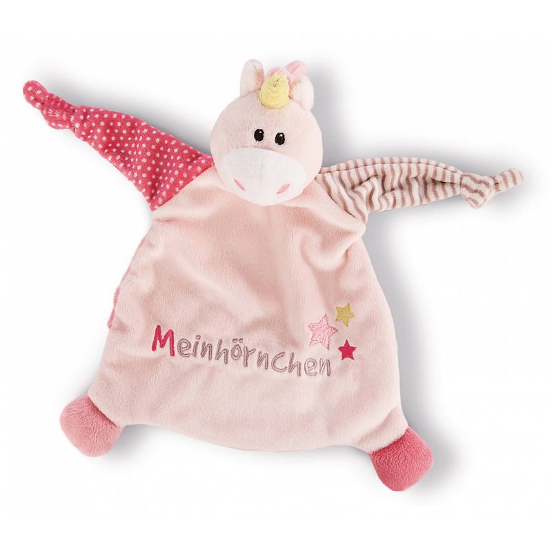 Foto van Nici knuffeldoekje unicorn stupsi 25 x 25 x 7,5 cm pluche roze