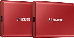 Foto van Samsung portable ssd t7 500gb rood - duo pack