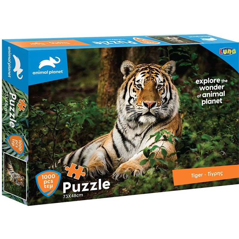 Foto van Luna puzzel animal planet tiger 73 x 48 cm karton 1000 stukjes