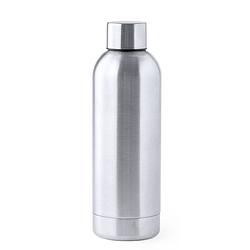 Foto van Rvs waterfles/drinkfles kleur metallic zilver - met schroefdop - 800 ml - drinkflessen