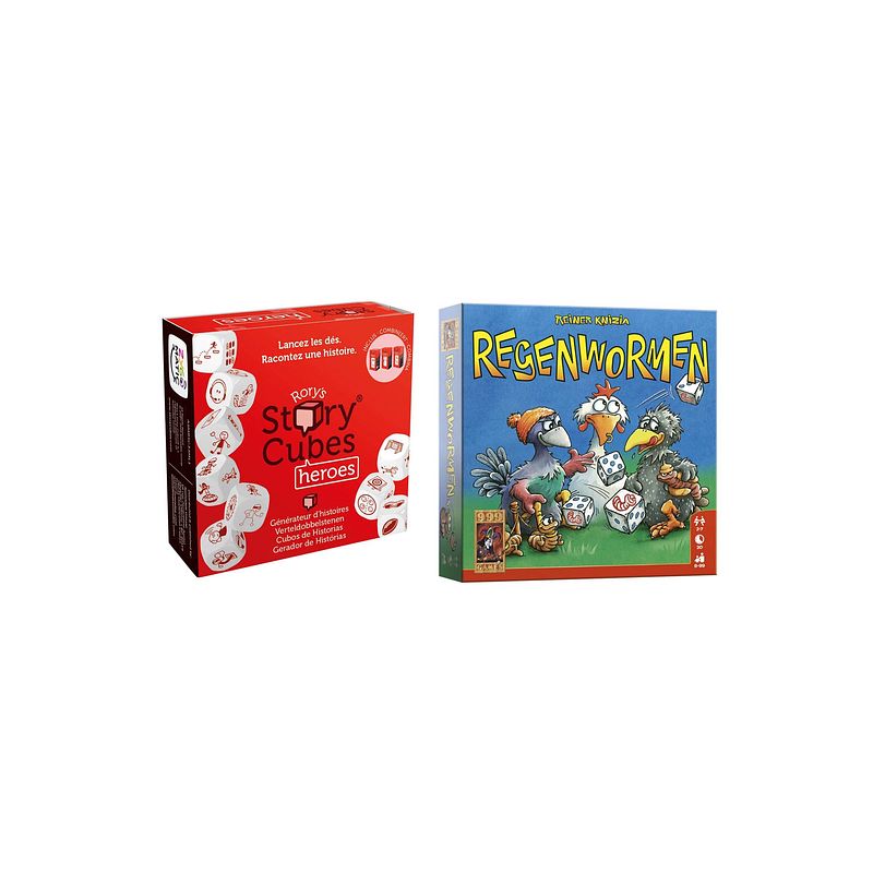 Foto van Spellenbundel - dobbelspel - 2 stuks - rory'ss story cubes heroes & regenwormen