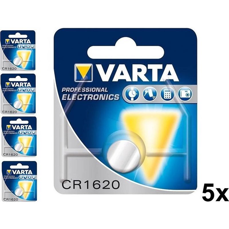 Foto van 5 stuks - varta professional electronics cr1620 6620 70mah 3v knoopcelbatterij