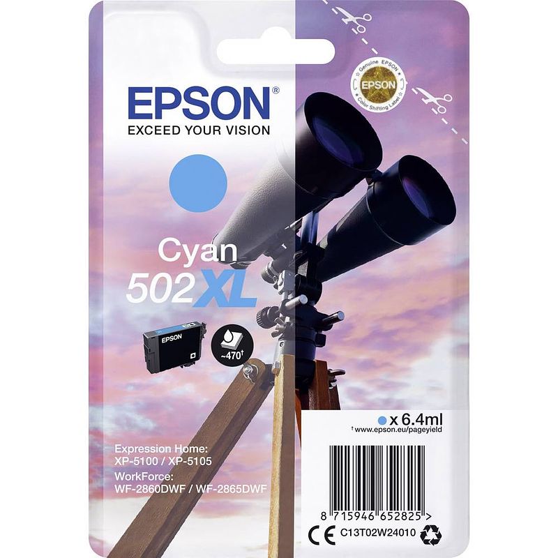 Foto van Epson 502xl cartridge cyaan