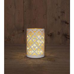 Foto van Anna'ss collection - b.o.t. cylinder glass baroque matt white 10x15 cm 8led